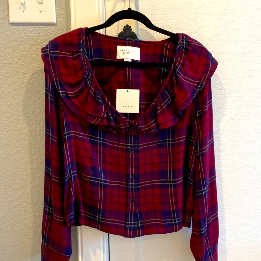 The Shirt plaid ruffle top